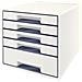 Leitz Schubladenbox Wow Cube, 5 Schbe, Perlwei / grau Fr Format Din A4 Maxi, Hochglanz, Schubladen Mit Auszugs - 1 Stck (5214-20-01)  - Foto miniatura 1