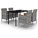 Set Da Pranzo Per Giardino 5 Pz Con Cuscini Polyrattan E Vetro - Foto miniatura 1