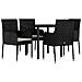 Set Da Pranzo Da Giardino 5 Pz Nero Con Cuscini In Polyrattan - Foto miniatura 3