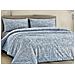 Completo Lenzuola Letto 100% Cotone Made In Italy Disegno Canva Singolo Blu - Foto miniatura 1
