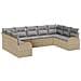 Set di divani da giardino  9 pezzi con cuscini beige in rattan, Divano da giardino  2 posti con spazio di stoccaggio e cuscini beige in rattan - Foto miniatura 1