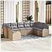 Set di divani da giardino  9 pezzi con cuscini beige in rattan, Divano da giardino  2 posti con spazio di stoccaggio e cuscini beige in rattan - Foto miniatura 2