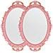 Specchio Ovale Rosa Con Cornice 2 Pezzi Stile Vintage 24,5 X 36 Cm - Foto miniatura 1