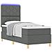 Letto a molle con materasso Grigio scuro 80 x 200 cm Tessuto - Foto miniatura 3