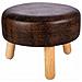 Sgabello In Legno E Similpelle Marrone 40x40x13/29h - Foto miniatura 1