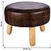 Sgabello In Legno E Similpelle Marrone 40x40x13/29h - Foto miniatura 5