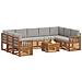 Set divani con cuscino 10 pcs Grigio Naturale e Chiaro - Foto miniatura 3