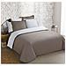 Parure De Couette 100% Coton - 1 Housse De Couette 200x200 Cm + 2 Taies D'oreiller 65x65 Cm Taupe Et Blanc - Foto miniatura 1