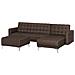 Divano Angolare Con Ottomana Aberdeen Marrone Scuro Tessuto Sinistra - Foto miniatura 2