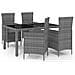 Set Da Pranzo Da Giardino 5 Pz Con Cuscini In Polyrattan Grigio - Foto miniatura 2