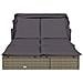 Lettino Doppio Tetto Pieghevole Grigio 213x118x97 cm Polyrattan - Foto miniatura 3