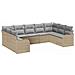 Set di divani da giardino  9 pezzi con cuscini Beige Polirattan, Divano da giardino  2 posti con cuscini Beige Polirattan - Foto miniatura 1