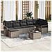 Set Divano da Giardino  7 Pezzi con Cuscini Rattan Polirattan Nero, Divano da Giardino  2 Posti con Cuscini Rattan Polirattan Grigio - Foto miniatura 2
