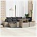 Set Divano da Giardino a 7 Pezzi con Cuscini Grigio Chiaro in Polyrattan - Foto miniatura 2
