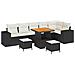 Set Divano Giardino  9 Pezzi con Cuscini Polyrattan Nero e Acacia, Set da Pranzo Giardino  3 Pezzi con Cuscini Polyrattan Nero e Acacia - Foto miniatura 1