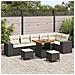 Set Divano Giardino  9 Pezzi con Cuscini Polyrattan Nero e Acacia, Set da Pranzo Giardino  3 Pezzi con Cuscini Polyrattan Nero e Acacia - Foto miniatura 2