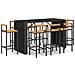 Set Bar Giardino 9 pz Nero Polyrattan e Legno Massello Acacia - Foto miniatura 1