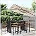 Set Bar Giardino 9 pz Nero Polyrattan e Legno Massello Acacia - Foto miniatura 2