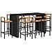 Set Bar Giardino 9 pz Nero Polyrattan e Legno Massello Acacia - Foto miniatura 3