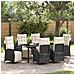 Set da Pranzo per Giardino 7 pcs Nero Poly Rattan - Foto miniatura 2