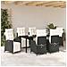 Set da Pranzo per Giardino 7 pcs Nero Poly Rattan - Foto miniatura 4