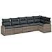 Set divano da giardino 6 pezzi con cuscini rattan poliestere grigio, Divano da giardino 2 posti con spazio di stoccaggio e cuscini rattan poliestere grigio - Foto miniatura 1