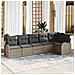 Set divano da giardino 6 pezzi con cuscini rattan poliestere grigio, Divano da giardino 2 posti con spazio di stoccaggio e cuscini rattan poliestere grigio - Foto miniatura 2