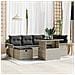 Set Divano da Giardino a 7 Pezzi con Cuscini Grigio Chiaro Polyrattan - Foto miniatura 2