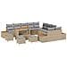 Set Divano da Giardino con cuscino 14 pcs Beige Poly Rattan - Foto miniatura 1