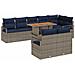 Set da Pranzo per Giardino con cuscino 9 pcs Grigio e Blu Navy - Foto miniatura 1