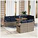 Set da Pranzo per Giardino con cuscino 9 pcs Grigio e Blu Navy - Foto miniatura 2