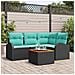 Set Divano da Giardino 5 pcs Nero e Turchese polyrattan - Foto miniatura 2