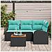 Set Divano da Giardino 5 pcs Nero e Turchese polyrattan - Foto miniatura 3