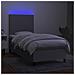 Letto A Molle Materasso E Led Grigio Chiaro 80x200 Cm Tessuto - Foto miniatura 3