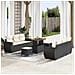 Set di Sofà da Giardino da 9 Pezzi con Cuscini Nero Polyrattan Acacia,  Set da Pranzo da Giardino da 3 Pezzi con Cuscini Nero Polyrattan Acacia - Foto miniatura 2