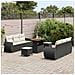 Set di Sofà da Giardino da 9 Pezzi con Cuscini Nero Polyrattan Acacia,  Set da Pranzo da Giardino da 3 Pezzi con Cuscini Nero Polyrattan Acacia - Foto miniatura 3