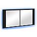 Specchio LED Rovere Nero 100x12x45 cm Legno Ingegnerizzato - Foto miniatura 1