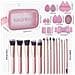Set Di 27 Pennelli Da Trucco Rosa - Kit Completo Ombretto, Fondotinta E Beauty Blender - Foto miniatura 3