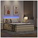 Letto con contenitore e LED con led Crema 140 x 190 cm Tessuto - Foto miniatura 5