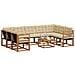 Set di divani da esterno con cuscino 10 pcs Naturale e Beige - Foto miniatura 3