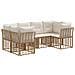Set di divani da esterno con cuscino 6 pcs Naturale Poliestere - Foto miniatura 1