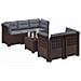 Divano da Giardino 5 Posti con Cuscini Stile Rattan PP Marrone - Foto miniatura 2
