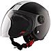 Casco Moto Jet Open Face Nero Lucido Doppia Visiera Grafica Bianca Omologato Xxl - Foto miniatura 3