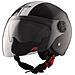 Casco Moto Jet Open Face Nero Lucido Doppia Visiera Grafica Bianca Omologato Xxl - Foto miniatura 4