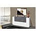 Credenza Alberto, Madia Da Cucina A 2 Ante E 4 Cassetti, Buffet Da Soggiorno, Madia Da Cucina, 100% Made In Italy, Cm 160x45h86, Bianco Lucido E Ardesia - Foto miniatura 1