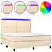Letto A Molle Con Materasso E Led Crema 180x200 Cm In Tessuto - Foto miniatura 1