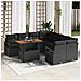 Set di Sofà da Giardino da 9 Pezzi con Cuscini Rattan Nero Acacia,  Sofà da Giardino per 2 Persone con Cuscini Rattan Nero - Foto miniatura 2