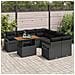 Set di Sofà da Giardino da 9 Pezzi con Cuscini Rattan Nero Acacia,  Sofà da Giardino per 2 Persone con Cuscini Rattan Nero - Foto miniatura 3