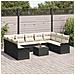 Set Divano Giardino  9 Pezzi con Cuscini Rattan Polivalente Marrone, Divano Giardino  2 Posti con Spazio di Stivaggio e Cuscini Rattan Nero - Foto miniatura 3
