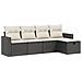Set Divani da Giardino 5 pz con Cuscini in Polyrattan Nero - Foto miniatura 1